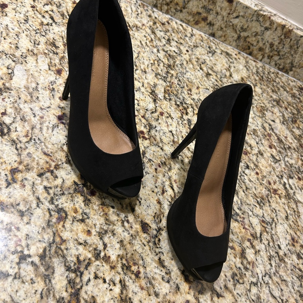 Heels ASOS Chic Black Suede Peep-Toe Heels 9